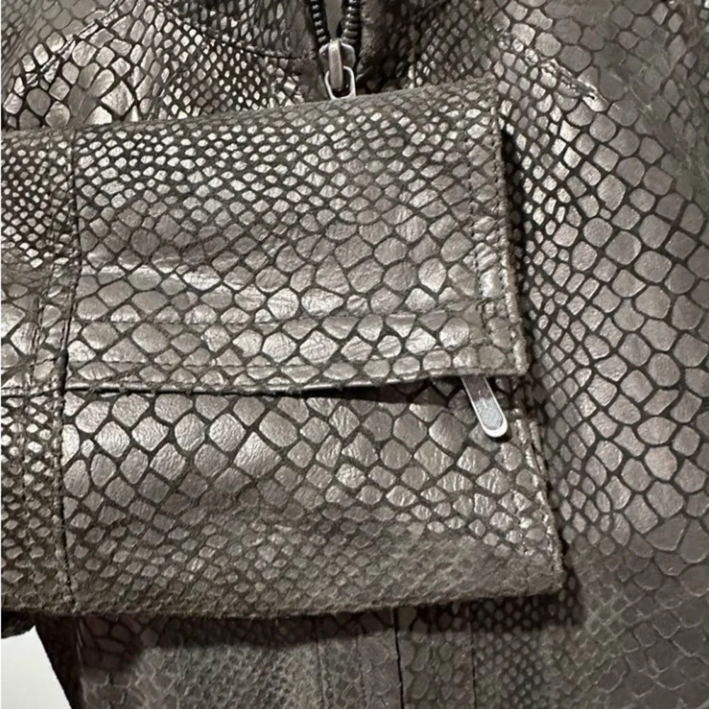 Alfani Brown Leather Jacket with Textured Finish - Picture 4 of 7